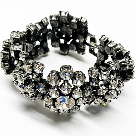 J. Crew Vintage Rare Crystal Cluster Statement Bracelet - Picture 5 of 10